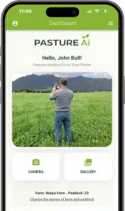 Pasture Ai app dashboard on a phone