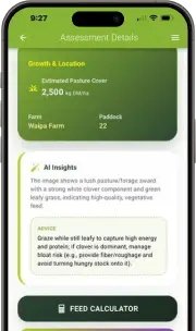 Get results screen in the Pasture Ai app