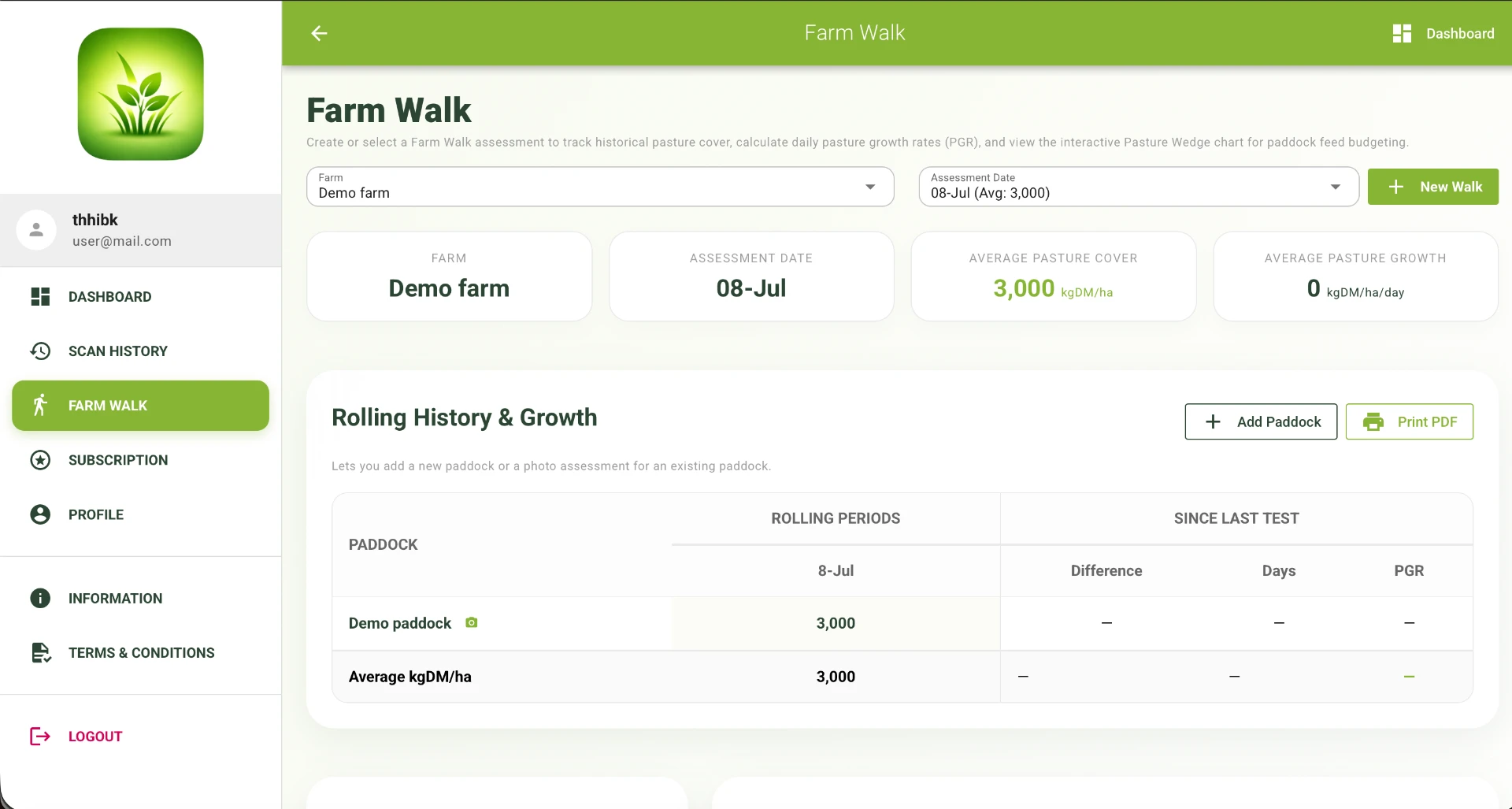 Farm walk screen in Pasture Ai